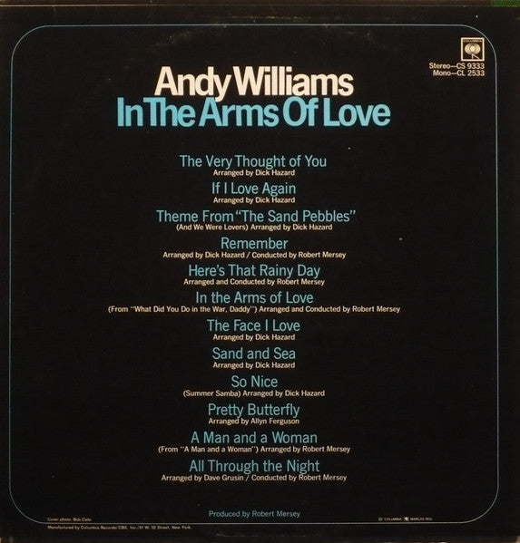Andy Williams – In The Arms Of Love  1967 Genre: Jazz, Pop (vinyl)