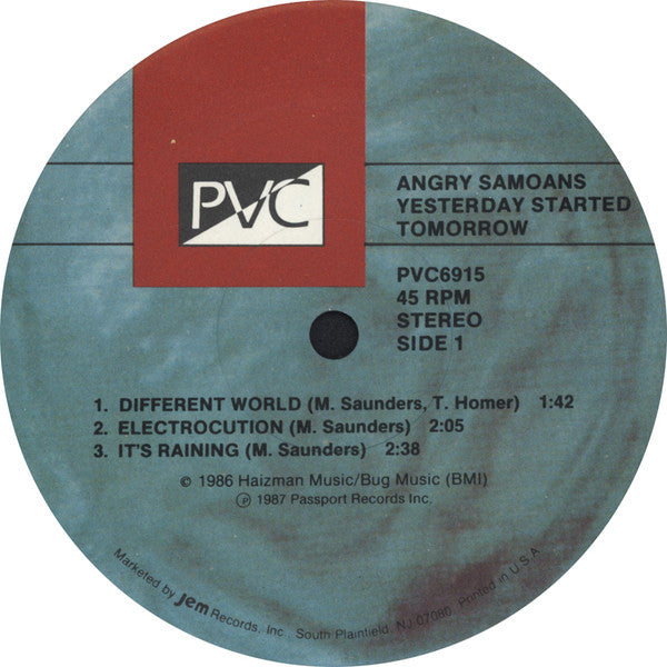 Angry Samoans – Yesterday Started Tomorrow - 1987-Punk Rock (vinyl ) Clipped Corner