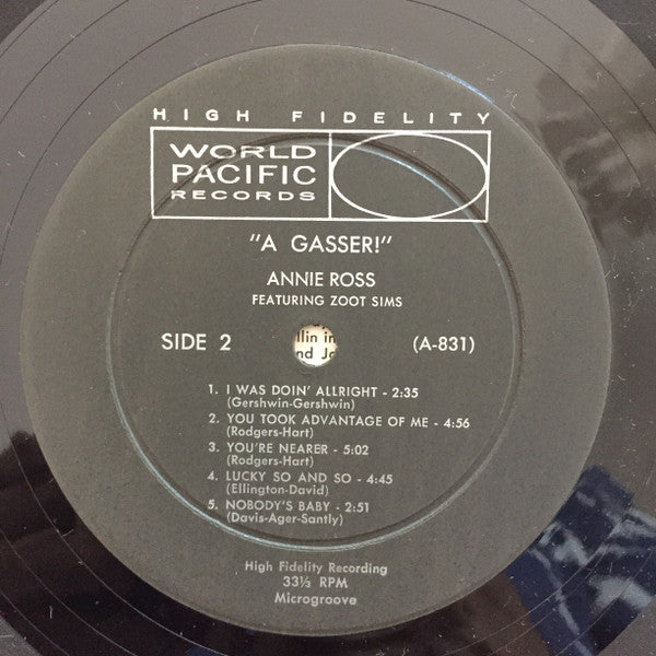 Annie Ross & Zoot Sims – A Gasser! 1959 Genre: Jazz Style: Vocal, Cool Jazz (vinyl)