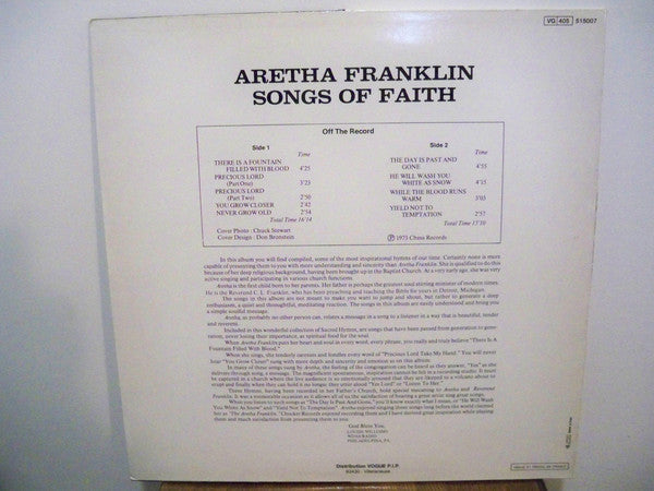 Aretha Franklin ‎– Songs Of Faith - 1981-Blues Style: Gospel ( Rare Vinyl )