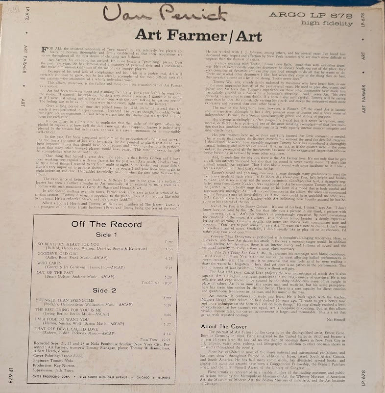 Art Farmer – Art - 1960-Jazz Style: Hard Bop (vinyl) Extremely Rare