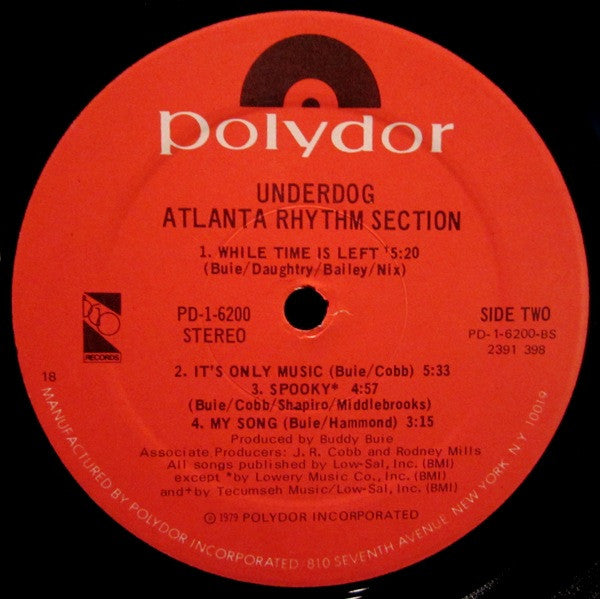 Atlanta Rhythm Section ‎– Underdog 1979 Southern Rock ( Clearance Vinyl ) dirty cover