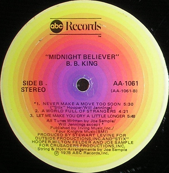 B.B. King – Midnight Believer - 1978-	Jazz, Rock, Blues Style: Blues Rock (Vinyl)