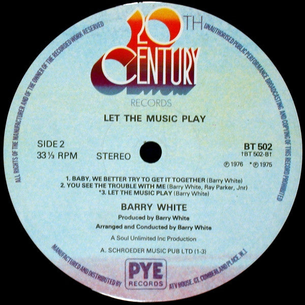 Barry White – Let the Music Play – 1976 – Soul (Vinyl)