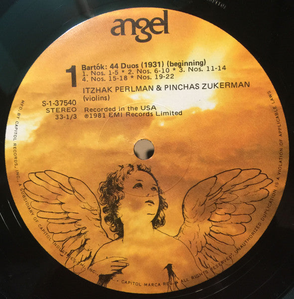 Itzhak Perlman & Pinchas Zukerman – Bartók: 44 Duos for Two Violins – 1981 – Classical / Chamber (U.S. pressing) (vinyl)