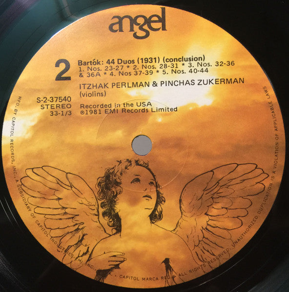 Itzhak Perlman & Pinchas Zukerman – Bartók: 44 Duos for Two Violins – 1981 – Classical / Chamber (U.S. pressing) (vinyl)