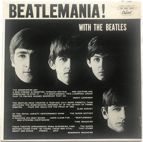 Beatles ‎– Beatlemania! With The Beatles -1963- Beat, Vocal, Pop Rock - The "6000" Series – Rainbow label (Clearance Vinyl) scuffing