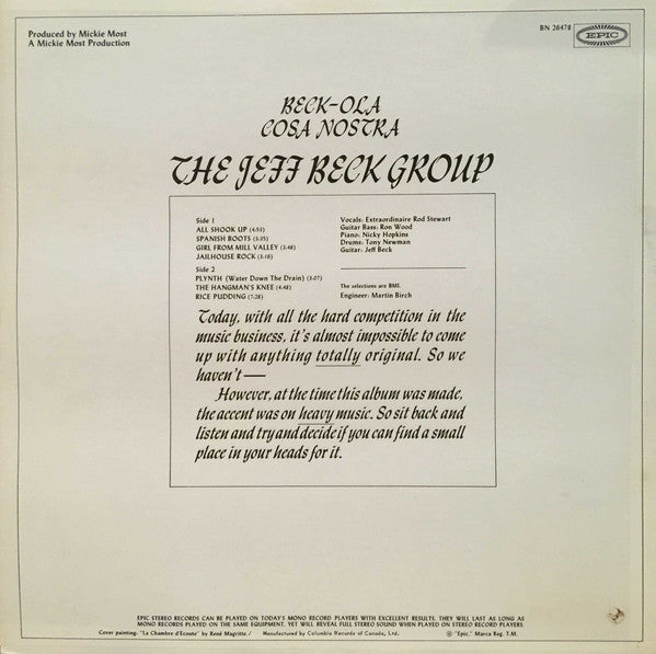 Jeff Beck Group,The ‎– Beck-Ola -1969 &nbsp;Blues Rock, Garage Rock (vinyl)