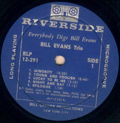 Bill Evans Trio Everybody Digs Bill Evans - 1959 Genre: Jazz Style: Post Bop ( Rare Vinyl) Mint Vinyl !