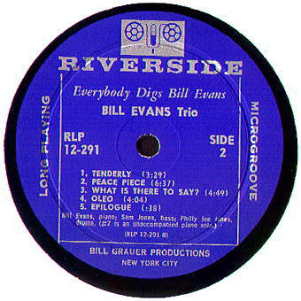 Bill Evans Trio Everybody Digs Bill Evans - 1959 Genre: Jazz Style: Post Bop ( Rare Vinyl) Mint Vinyl !