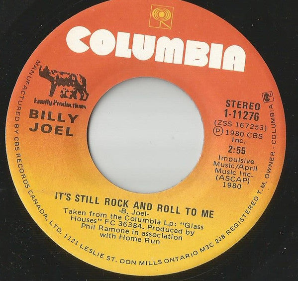 Billy Joel – It's Still Rock And Roll To Me -	 Vinyl, 7", 45 RPM, Single, Stereo (vinyl)