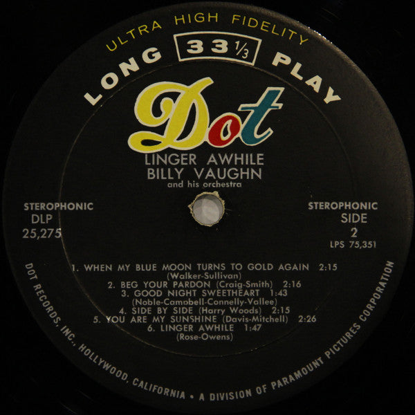 Billy Vaughn – Linger Awhile – 1960s – Easy Listening / Instrumental (vinyl)