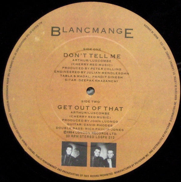 Blancmange – Don't Tell Me - 1984-Synth-pop (Vinyl, 12", 33 ⅓ RPM, Single)