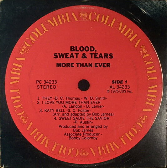 Blood, Sweat & Tears ‎– More Than Ever-1976-  Fusion, Jazz-Rock  (vinyl)