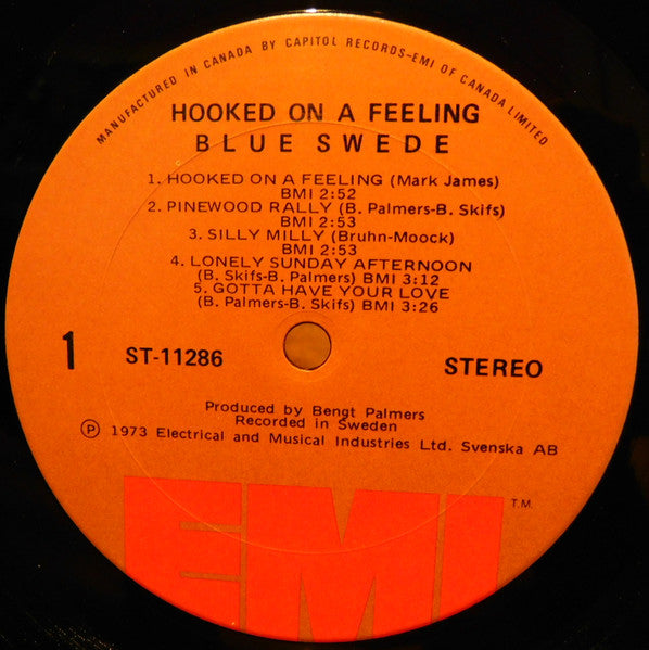 Blue Swede – Hooked On A Feeling - 1974-Funk / Soul, Pop, Rock (vinyl)