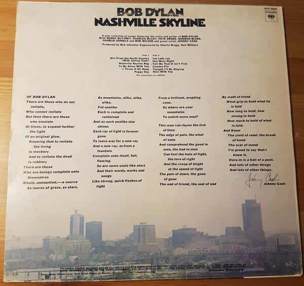Bob Dylan - Nashville Skyline 1969 - Rock, Folk, World, & Co – Retro ...