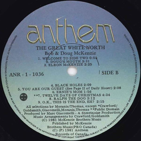 Bob & Doug McKenzie – The Great White North (Comedy, Vinyl LP) ANR‑1‑1036 mint with inner sleeve