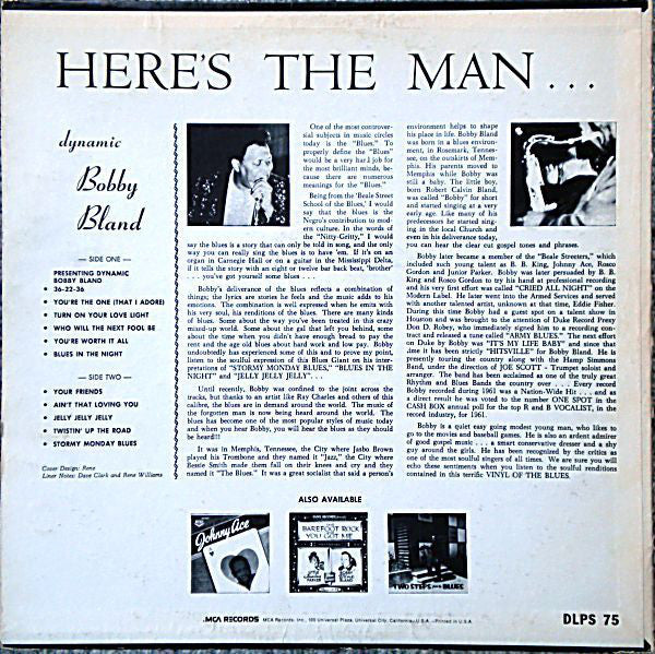 Bobby Bland ‎– Here's The Man - 1980-Blues Style: Rhythm & Blues, Soul (vinyl)