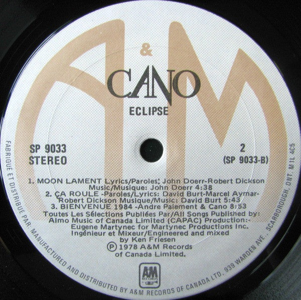 CANO – Eclipse (Folk‑Rock/Franco‑Ontarian, Vinyl LP) SP‑9033