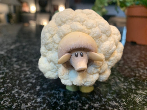 Home Grown Enesco Cauliflower Sheep Figurine 2004 Vegetable #4002355