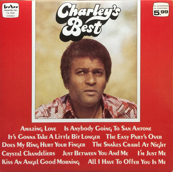 CHARLEY PRIDE – Charley’s Best ,1978, Country Compilation (vinyl)