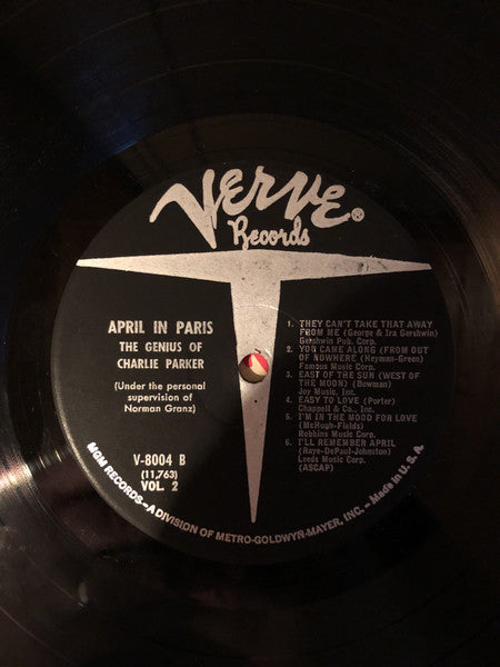 Charlie Parker With Strings – April In Paris - 1961 Genre: Jazz Style: Bop Reissue Mono (Vinyl) NM