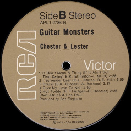 Chester And Lester ‎– Guitar Monsters - 1978-Jazz, Folk, World, & Country (Rare Vinyl)