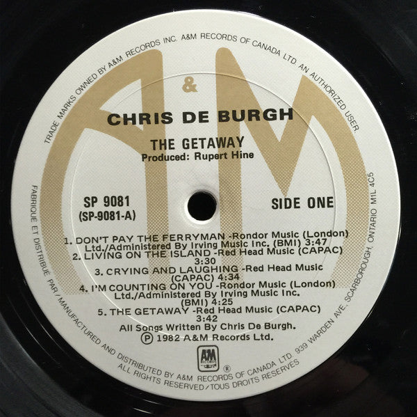 Chris De Burgh - The Getaway 1980 pop (vinyl)
