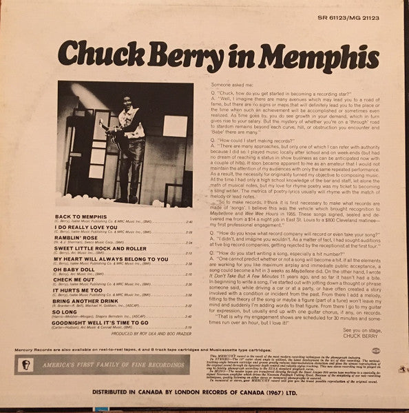 Chuck Berry – Chuck Berry In Memphis - 1967-Rock ,Rock & Roll ( Rare Vinyl )