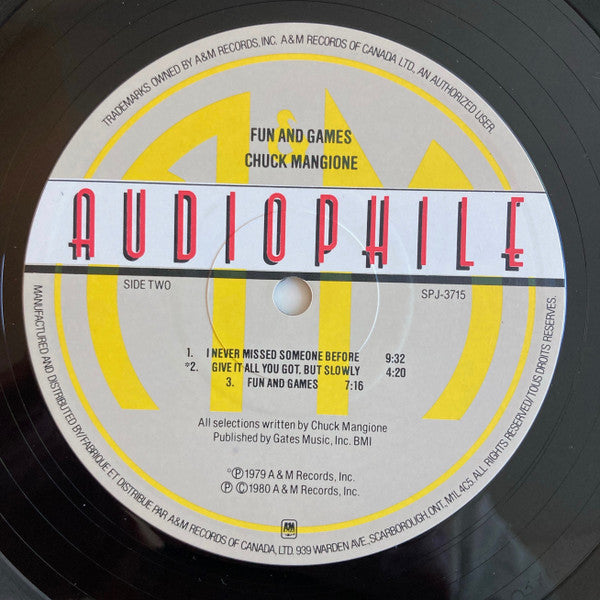 Chuck Mangione – Fun And Games-1980- Jazz -	 Vinyl, LP, Album, Half-Speed Master