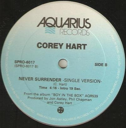 Corey Hart – Never Surrender - 1985-Rock, Pop Style: Pop Rock ( Clearance VInyl) Bargain Bin