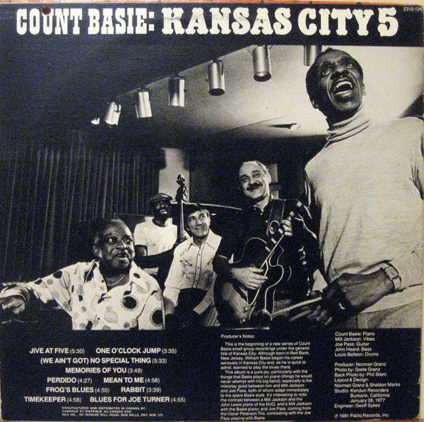 COUNT BASIE – Kansas City 5 , 1981, Jazz (vinyl)