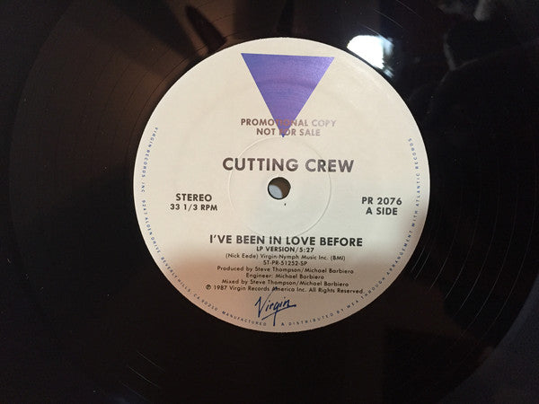 Cutting Crew ‎– I've Been In Love Before -1987 Synth-pop - Promo, Single, 33 ⅓ RPM COVER IS MISSING PAPER FROM BOTTOM HALF