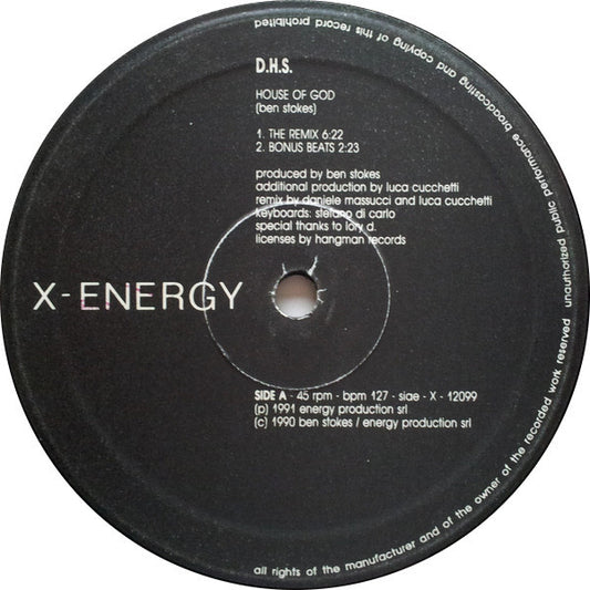 D.H.S.The House Of God (Remix) 1991-Electronic ,Techno (Vinyl 12" Single) clipped corner