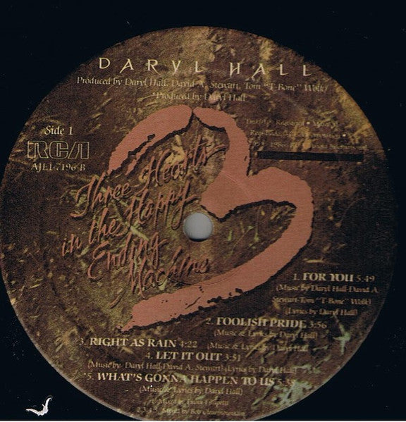 Daryl Hall – Three Hearts in the Happy Ending Machine – 1986 – Pop Rock / Synth Pop (vinyl)