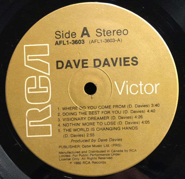 Dave Davies Dave Davies  - 1980-Pop Rock (Vinyl)