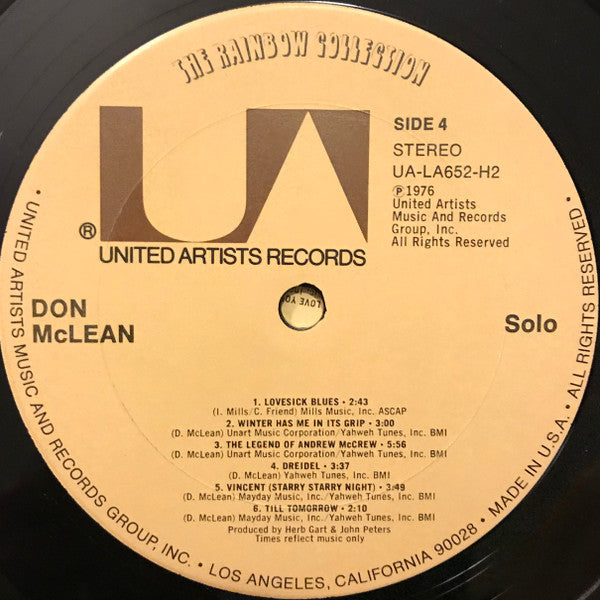 Don McLean – Solo (Folk / Singer‑Songwriter / Americana, 2×Vinyl LP) UA‑LA652‑H2