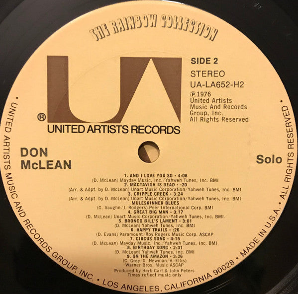 Don McLean – Solo (Folk / Singer‑Songwriter / Americana, 2×Vinyl LP) UA‑LA652‑H2