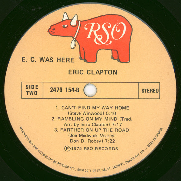 Eric Clapton ‎– E.C. Was Here -1975- Blues Rock (vinyl)