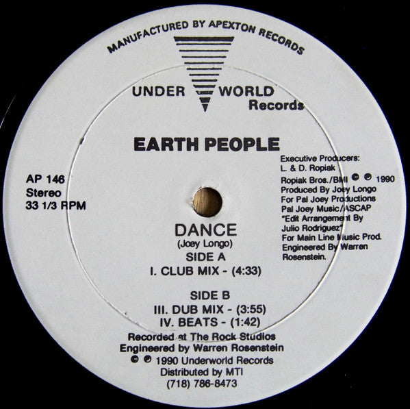 Earth People – Dance - 1990-Electronic House ( Vinyl, 12", 33 ⅓ RPM, Stereo )