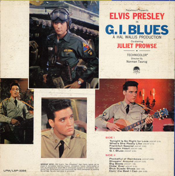 Elvis G. I. Blues -Soundtrack, Rock &amp; Roll, Ballad Yea 1960 (vinyl) Near Mint