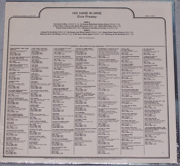 Elvis Presley ‎– His Hand In Mine - 1976-Blues, Folk, World, & Country ,Gospel (vinyl)