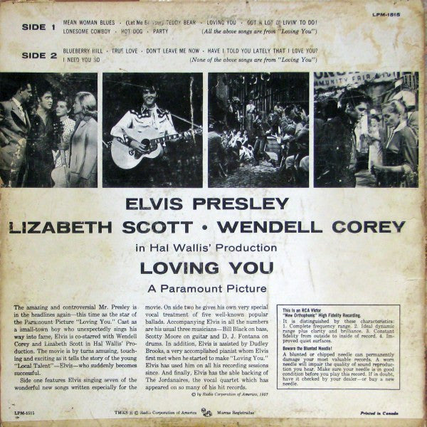 Elvis Presley – Loving You - 1957 - 	Rock, Pop, Stage & Screen Style: Soundtrack, Rock & Roll, Ballad (Vinyl)