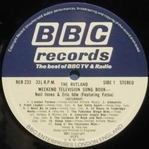 Neil Innes & Eric Idle – The Rutland Weekend Television Song Book- Comedy / Satire / Soundtrack (vinyl)