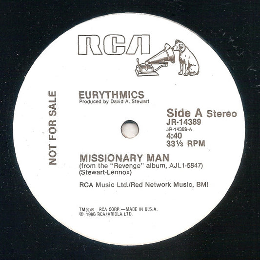 Eurythmics ‎– Missionary Man -1986 White Label promo Synth Pop (Vinyl)