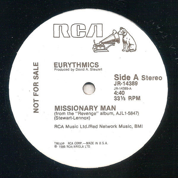 Eurythmics ‎– Missionary Man- 1986 -Synth-pop (vinyl)