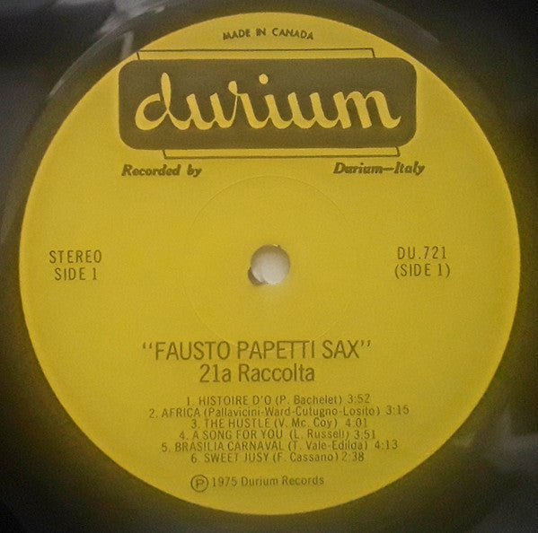 Fausto Papetti – 21a Raccolta – 1975 – Jazz / Easy Listening / Instrumental (vinyl) Mint