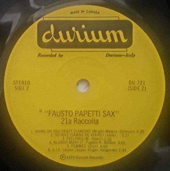 Fausto Papetti – 21a Raccolta – 1975 – Jazz / Easy Listening / Instrumental (vinyl) Mint