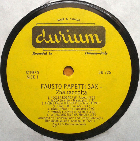 Fausto Papetti – 25a Raccolta – 1977 – Jazz / Easy Listening / Instrumental (vinyl) Near Mint