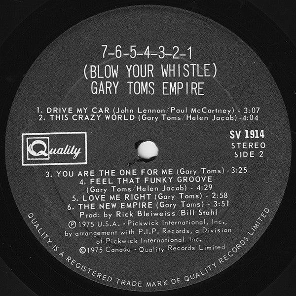 GARY TOMS EMPIRE – 7-6-5-4-3-2-1 (Blow Your Whistle) .1975, Funk, Soul, Disco (vinyl)